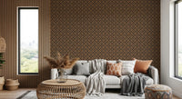 Geometric Lattice Bronze and Charcoal Wallpaper⁠