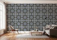 Midnight Arabesque Tile Repeat Wallpaper⁠