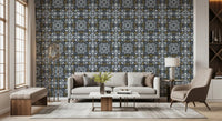 Midnight Arabesque Tile Repeat Wallpaper⁠