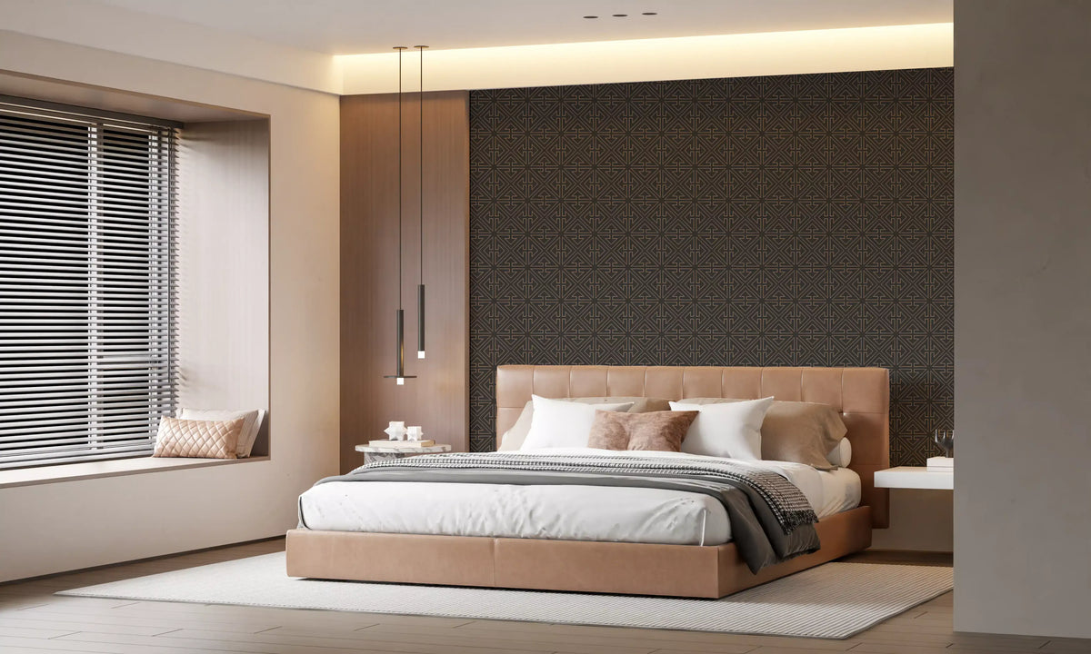 Symmetrical Copper Line Pattern Wallpaper⁠