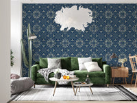 Midnight Damask Geometric Tile Wallpaper⁠