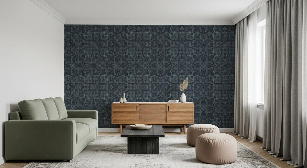 Midnight Geometry Linear Tile Wallpaper⁠