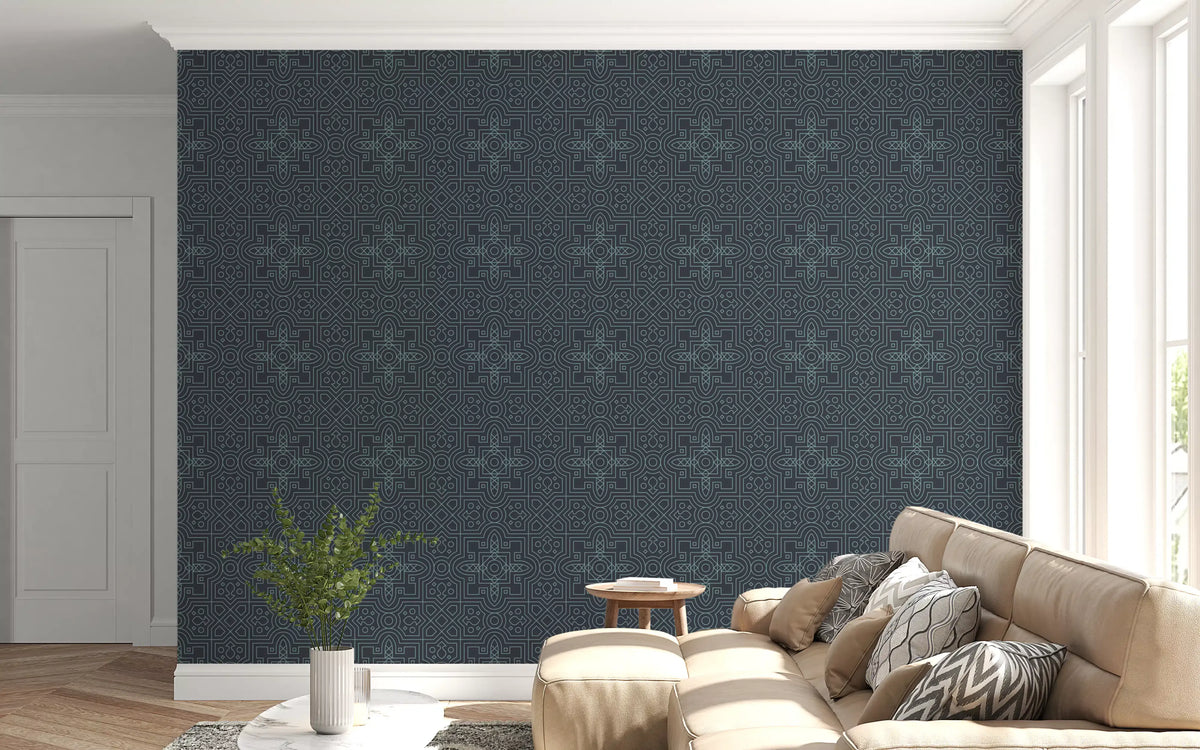 Midnight Geometry Linear Tile Wallpaper⁠