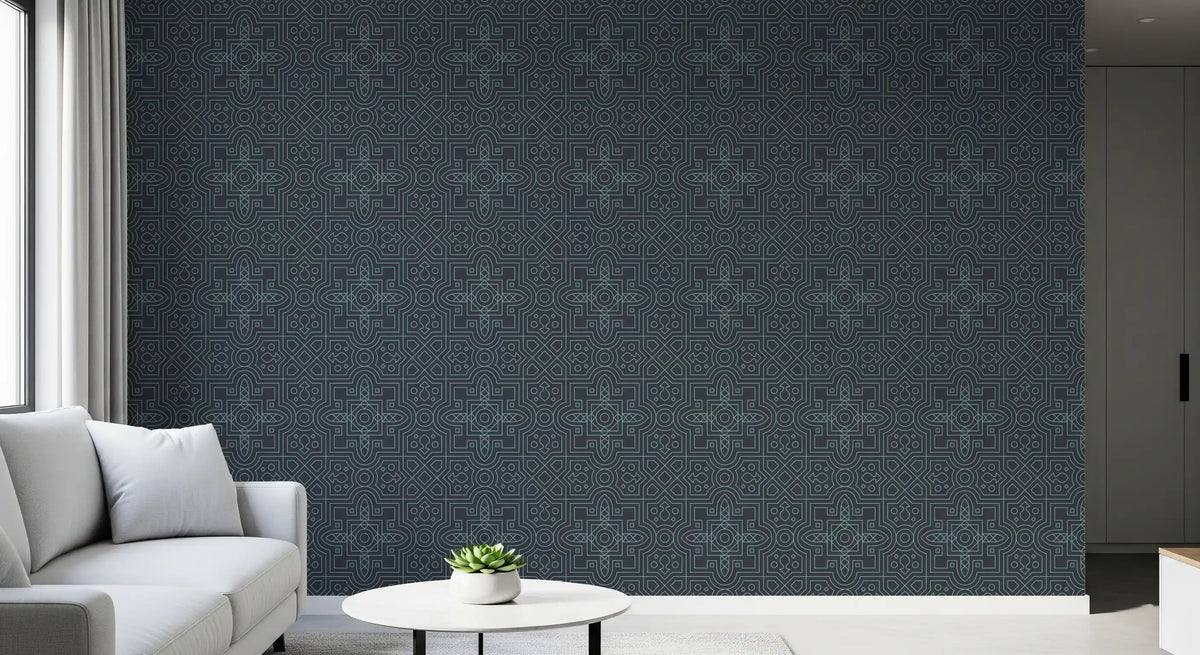 Midnight Geometry Linear Tile Wallpaper⁠