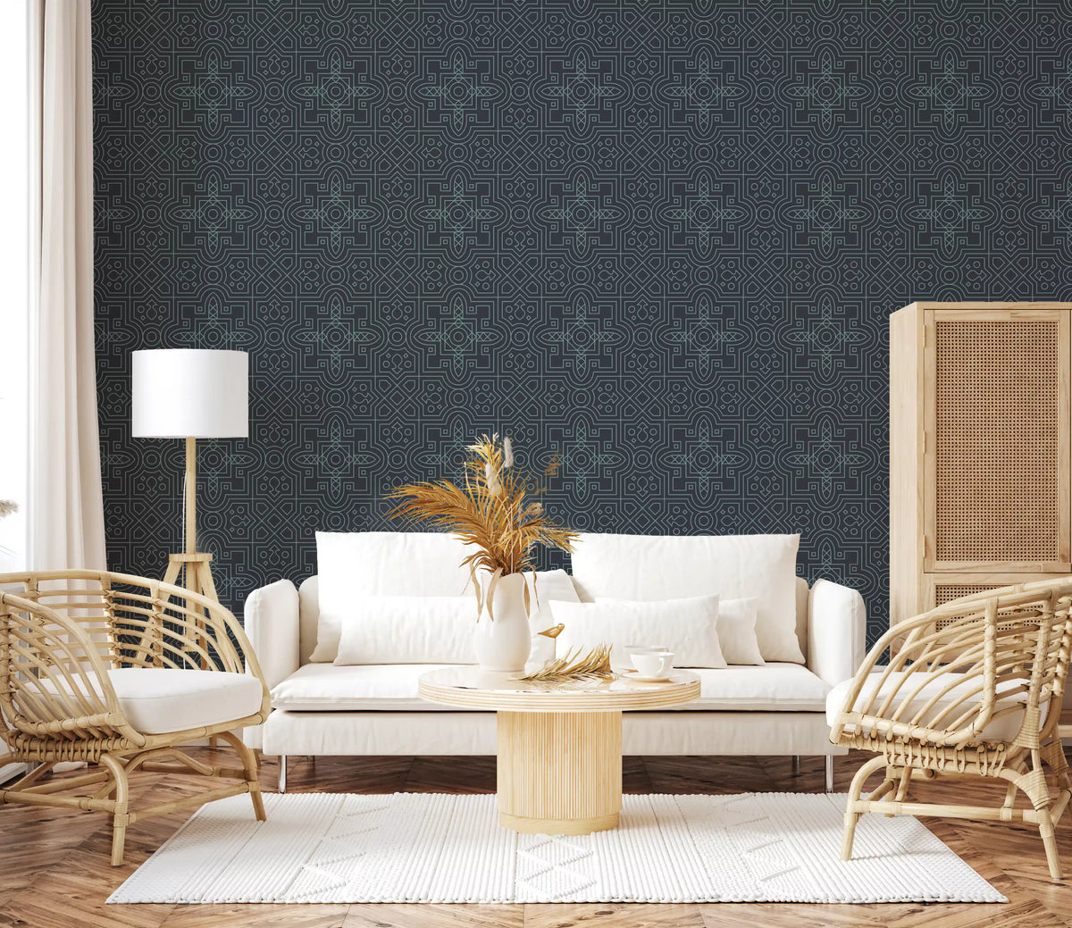 Midnight Geometry Linear Tile Wallpaper⁠