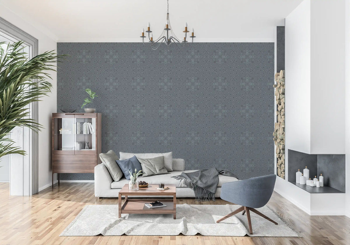 Midnight Geometry Linear Tile Wallpaper⁠