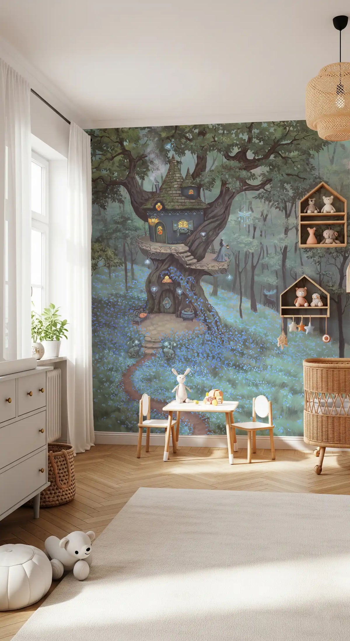 Enchanted Woodland Treehouse Sanctuary Wall Mural