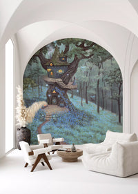 Enchanted Woodland Treehouse Sanctuary Wall Mural