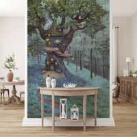 Enchanted Woodland Treehouse Sanctuary Wall Mural
