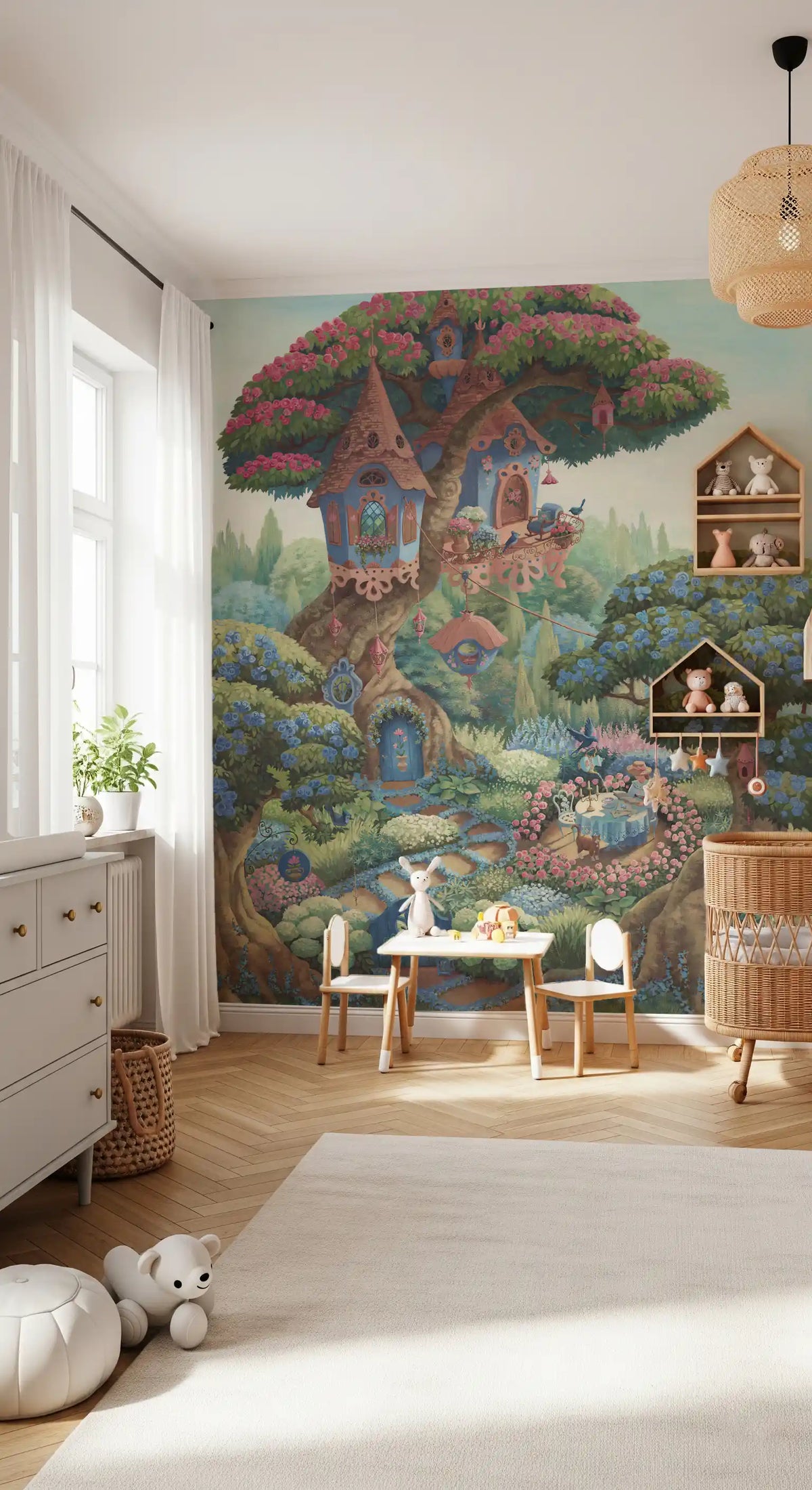 Whimsical Treehouse Garden Haven Wall Mural