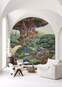 Whimsical Treehouse Garden Haven Wall Mural