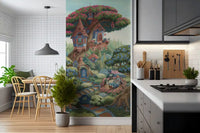 Whimsical Treehouse Garden Haven Wall Mural