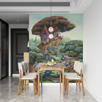 Whimsical Treehouse Garden Haven Wall Mural