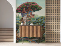 Whimsical Treehouse Garden Haven Wall Mural