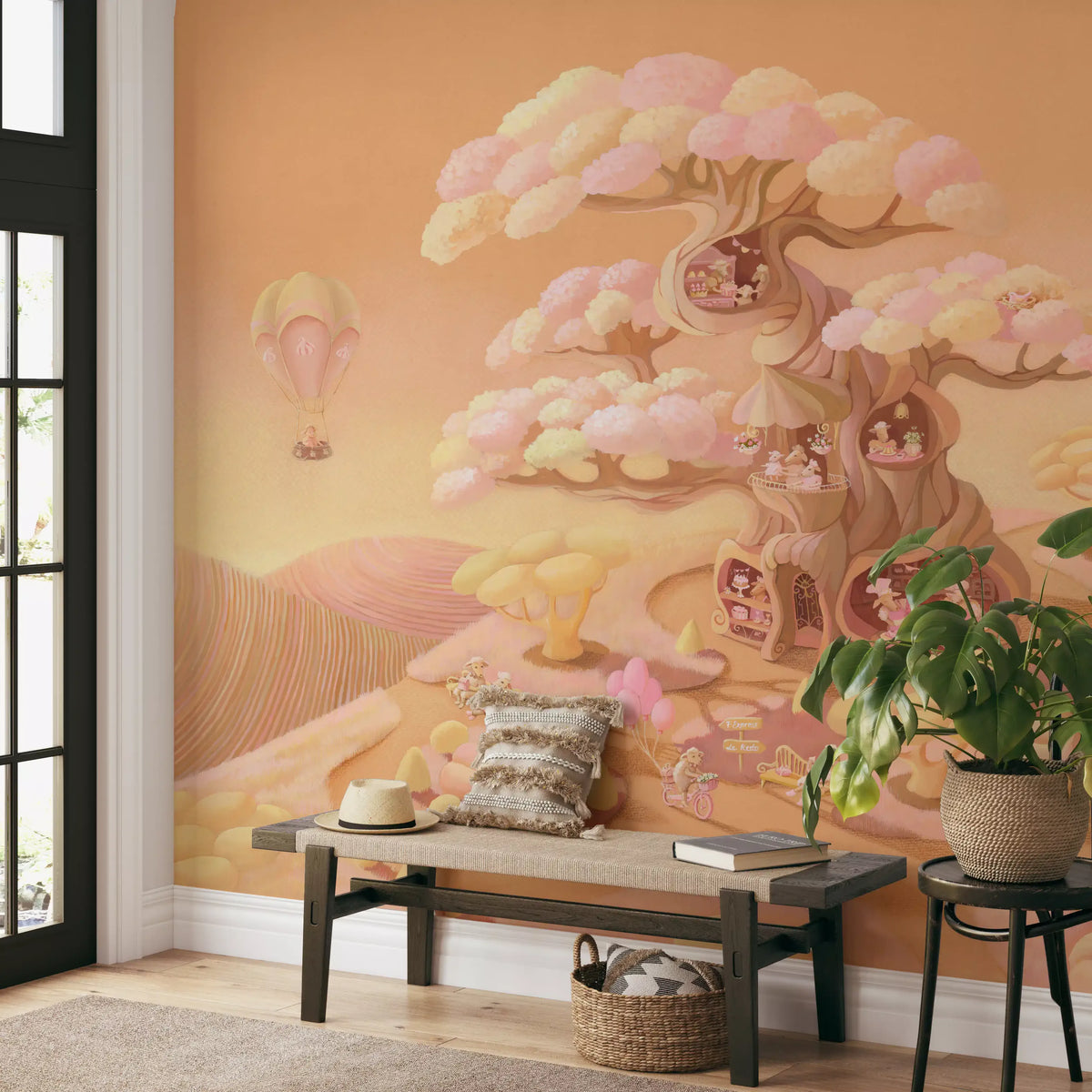 Dreamy Forest Café Scene Wall Mural