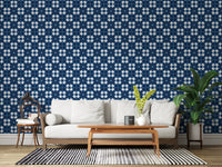 Midnight Navy Diamond Tile Pattern Wallpaper⁠