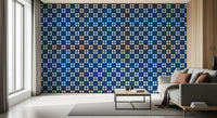 Midnight Navy Diamond Tile Pattern Wallpaper⁠