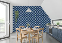 Midnight Navy Diamond Tile Pattern Wallpaper⁠