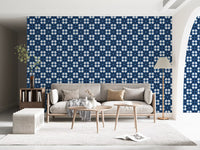 Midnight Navy Diamond Tile Pattern Wallpaper⁠