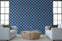 Midnight Navy Diamond Tile Pattern Wallpaper⁠