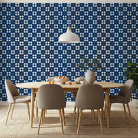 Midnight Navy Diamond Tile Pattern Wallpaper⁠