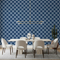 Midnight Navy Diamond Tile Pattern Wallpaper⁠