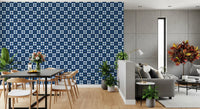 Midnight Navy Diamond Tile Pattern Wallpaper⁠