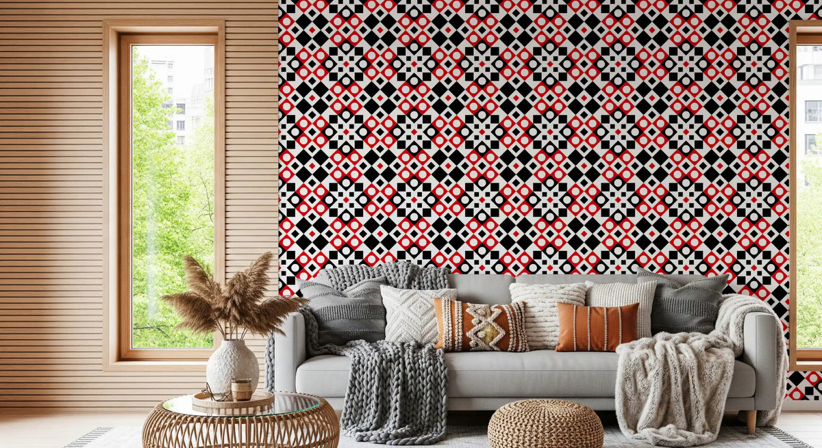 Abstract Checkered Circle Graphic Wallpaper⁠