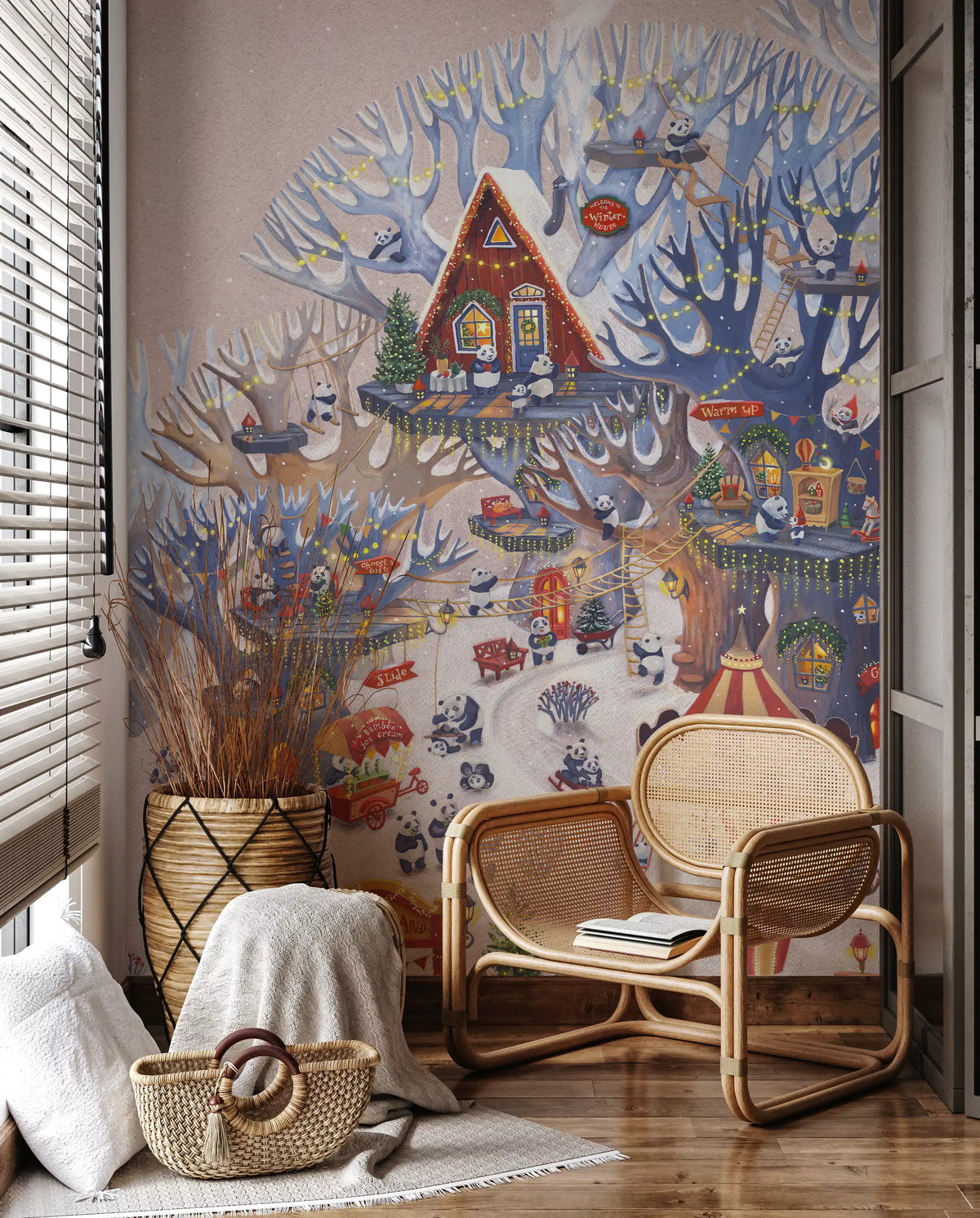 Pandaland Winter Forest Playground Wall Mural