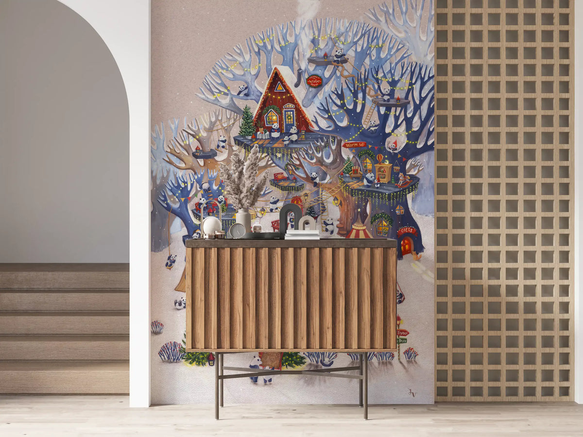 Pandaland Winter Forest Playground Wall Mural