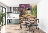 Enchanted Wisteria Garden Cottage Wall Mural