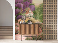 Enchanted Wisteria Garden Cottage Wall Mural