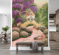 Enchanted Wisteria Garden Cottage Wall Mural