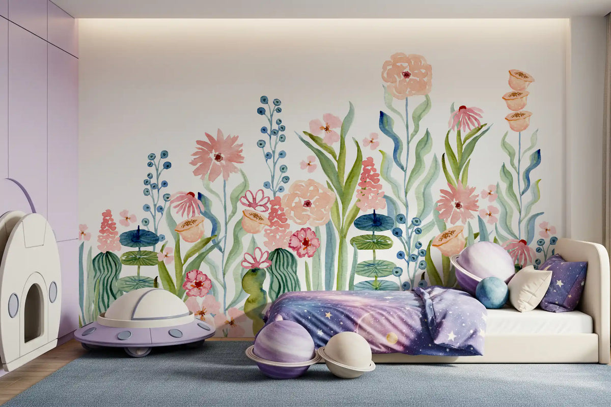 Watercolor Meadow Botanical Garden Wall Mural