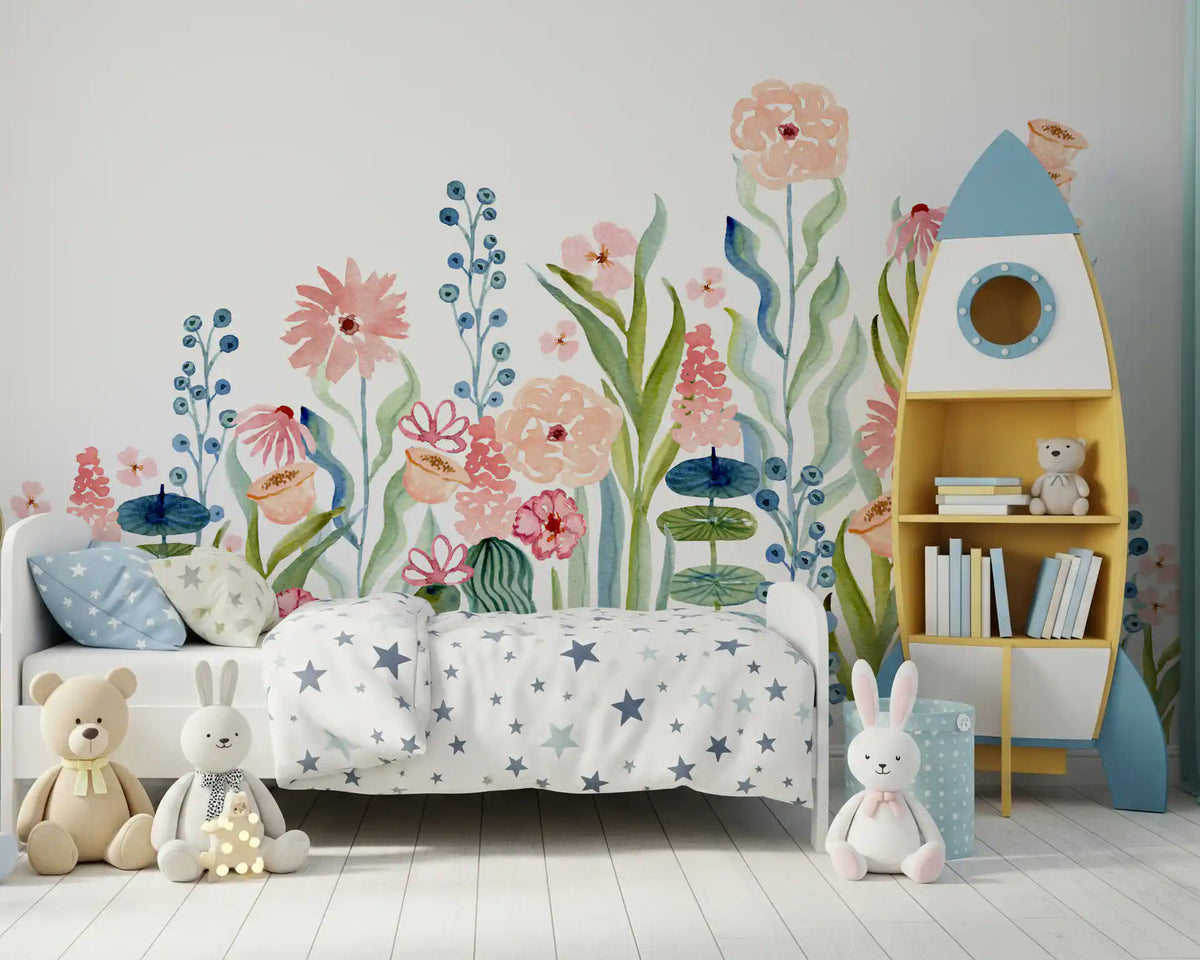 Watercolor Meadow Botanical Garden Wall Mural