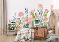 Watercolor Meadow Botanical Garden Wall Mural