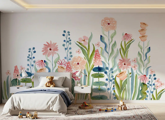 Watercolor Meadow Botanical Garden Wall Mural