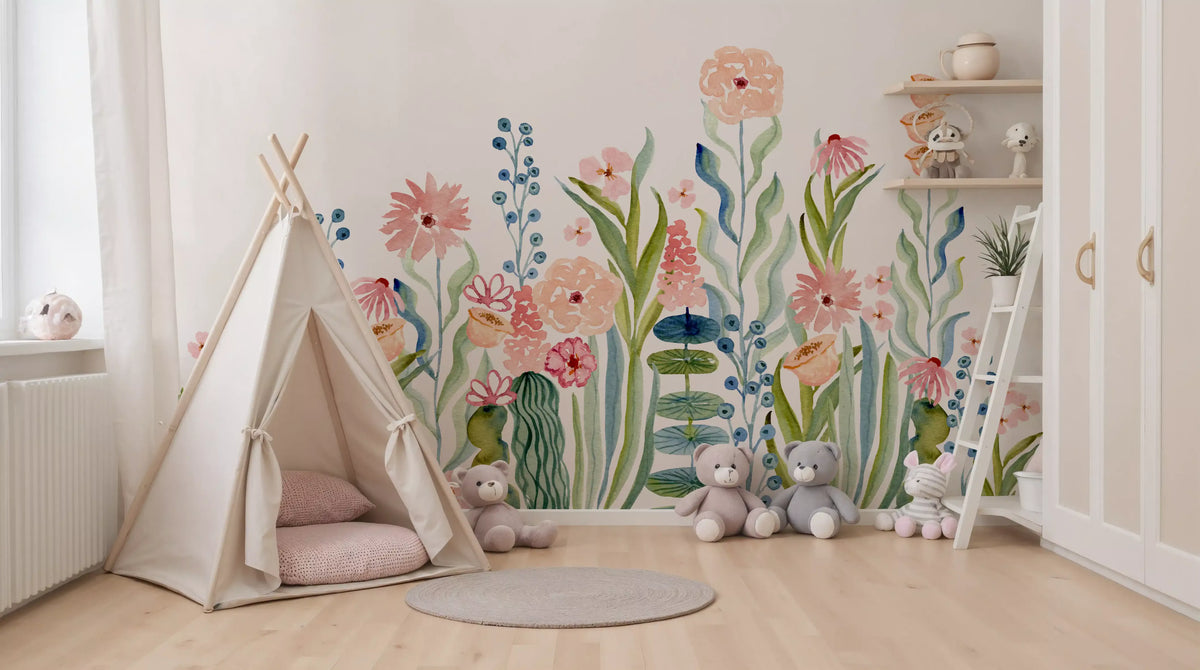Watercolor Meadow Botanical Garden Wall Mural