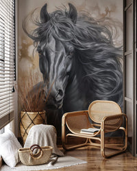 Black Horse Portrait Wall Mural