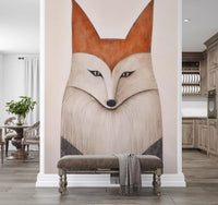 Minimalist Forest Fox Portrait Wall Mural