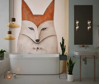 Minimalist Forest Fox Portrait Wall Mural