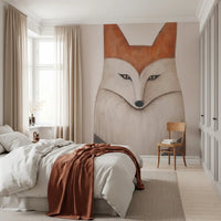 Minimalist Forest Fox Portrait Wall Mural