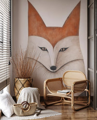 Minimalist Forest Fox Portrait Wall Mural