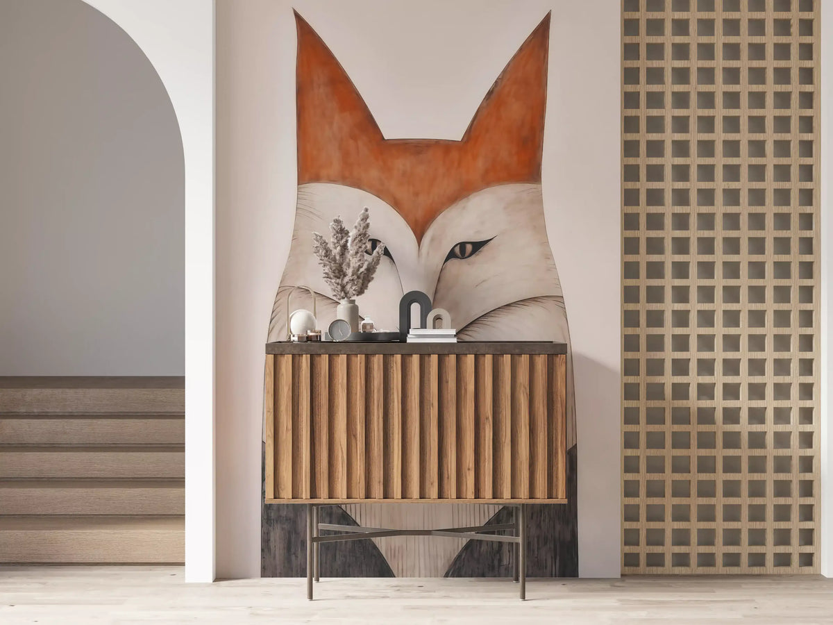 Minimalist Forest Fox Portrait Wall Mural