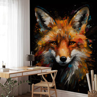 Abstract Painted Fox Portrait Wall Mural