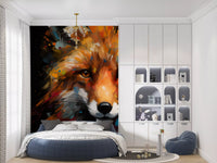 Abstract Painted Fox Portrait Wall Mural