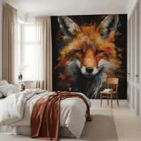 Abstract Painted Fox Portrait Wall Mural