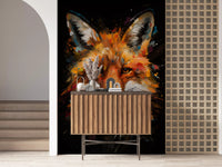 Abstract Painted Fox Portrait Wall Mural