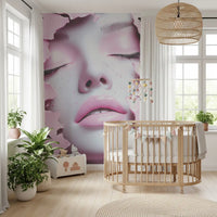 Ethereal Blush Girl Portrait Wall Mural