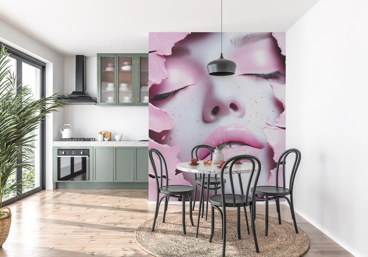 Ethereal Blush Girl Portrait Wall Mural